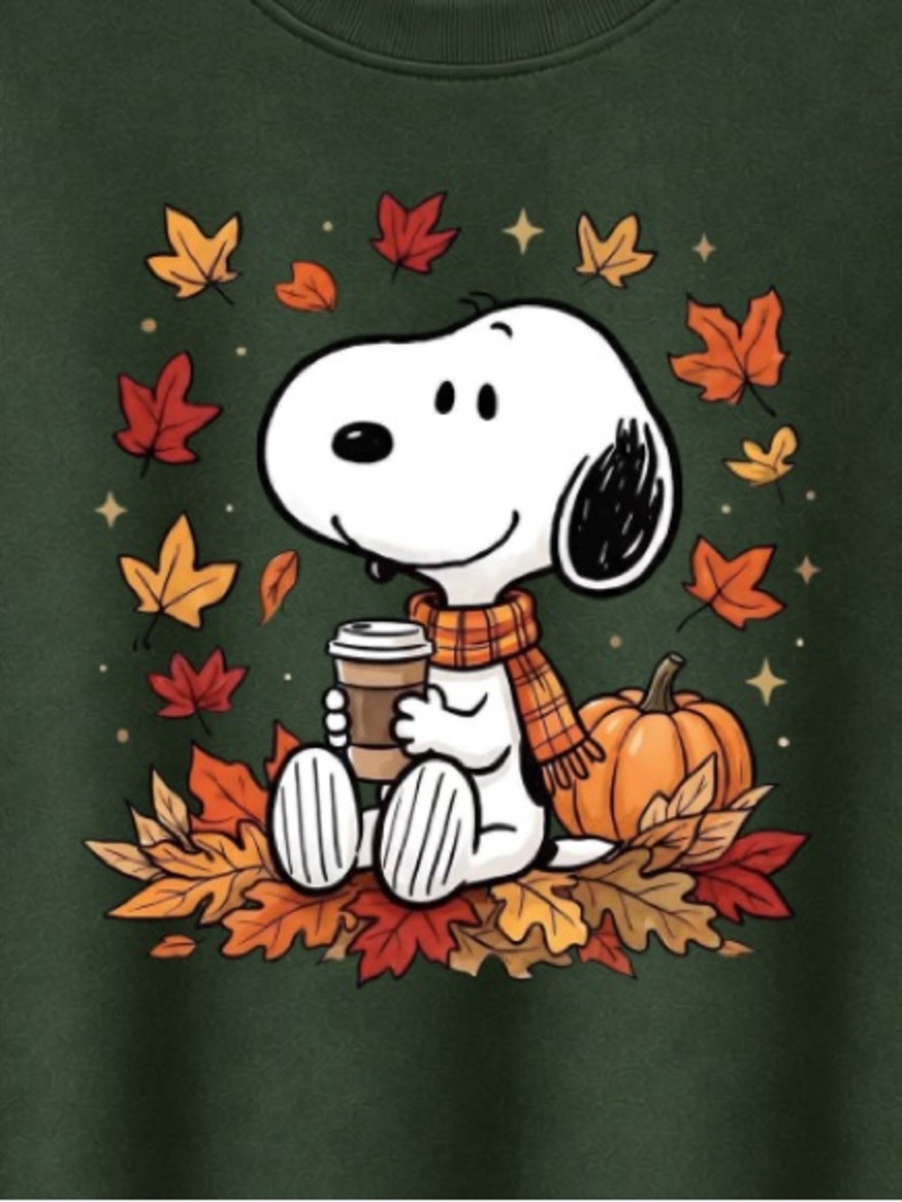 Forest Green Fall Leaves Graphic Sweatshirt - Picture 2 of 3